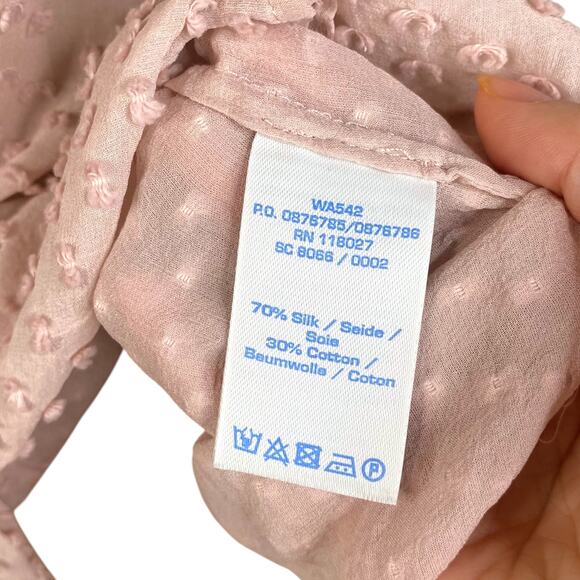 Boden Pastel Pink Swiss Dot Cotton Silk Sheer Button Down Shirt Blouse SZ 14 - Picture 8 of 8